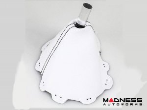 FIAT 124 Spider Gear Shift Boot - Black Italy - White Leather w/ Black Stitching